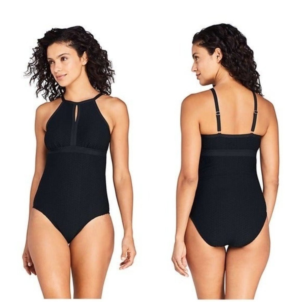 Lands end textured one piece swimsuit 4 D - Picture 2 of 3